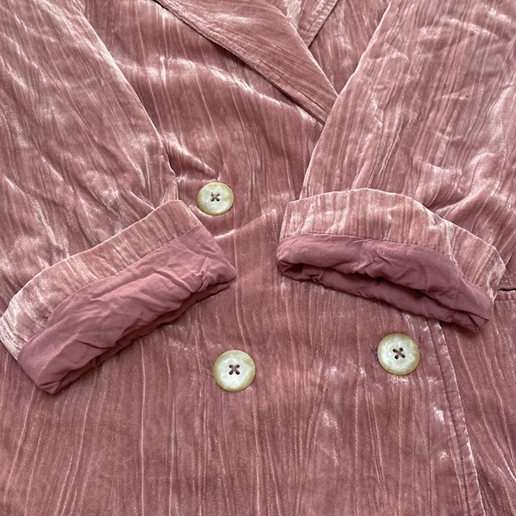 Free People Daria Crinkled Velvet Blazer Jacket, dusty pink, size S - Picture 10 of 16